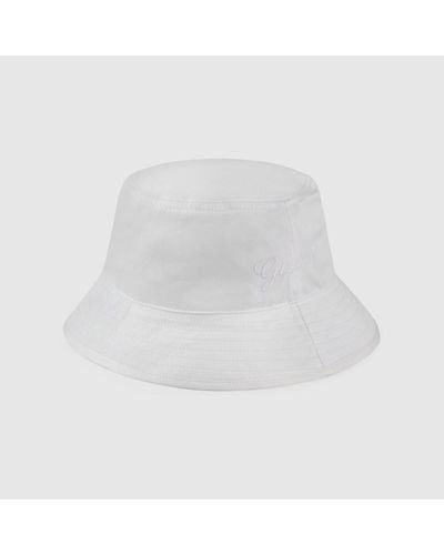 Gucci Cotton Bucket Hat With Embroidery - White