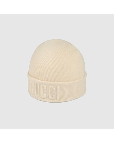Gucci Wool Hat With Embroidery - Natural