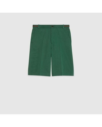 Gucci Shorts Aus Baumwolle Mit Web - Grün