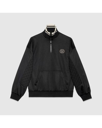Gucci Technical Jersey Half Zip Jacket - Black