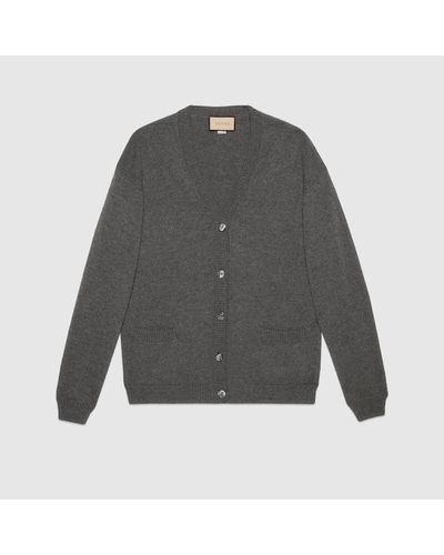 Gucci Cardigan In Cashmere Pregiato - Grigio