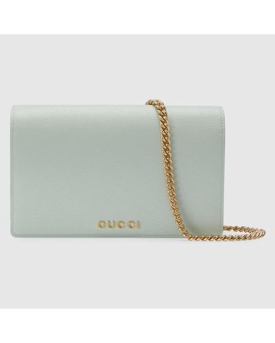 Gucci Brieftasche Mit Kettenriemen Und Schriftzug - Grün