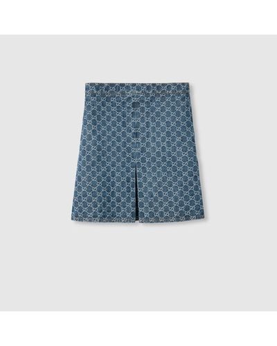 Gucci GG Denim Jacquard Skirt - Blue