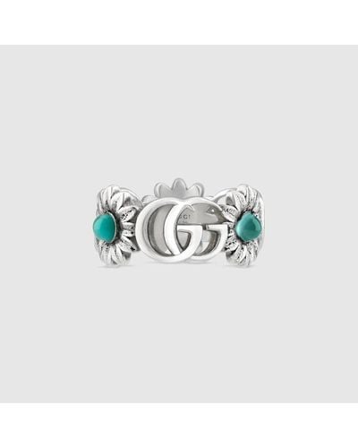 Gucci Ring mit Doppel G und Perlmutt - Mettallic