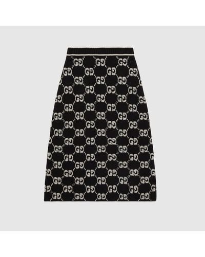 Gucci GG Wool Bouclé Jacquard Skirt - Black