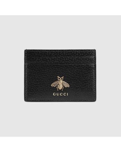 Gucci Porte-cartes Animalier En Cuir - Noir
