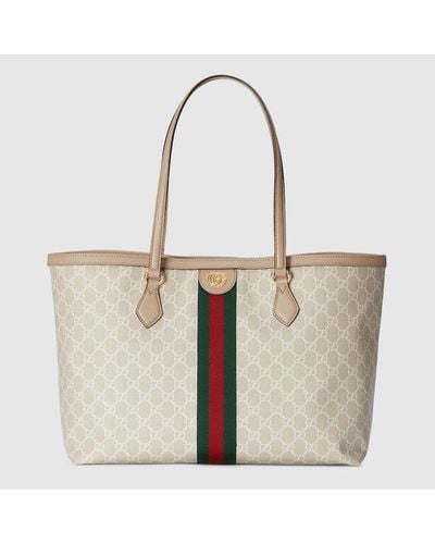 Gucci Mittelgroßer Ophidia Shopper Mit GG - Natur