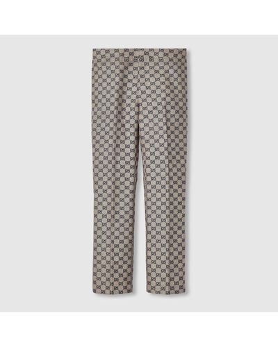 Gucci GG Linen Blend Canvas Pant - Grey