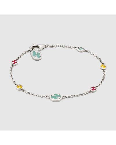 Gucci Interlocking Bracelet With Multicolour Enamel - Metallic