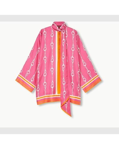Gucci Kleid Aus Seide Mit Horsebit-Print - Pink