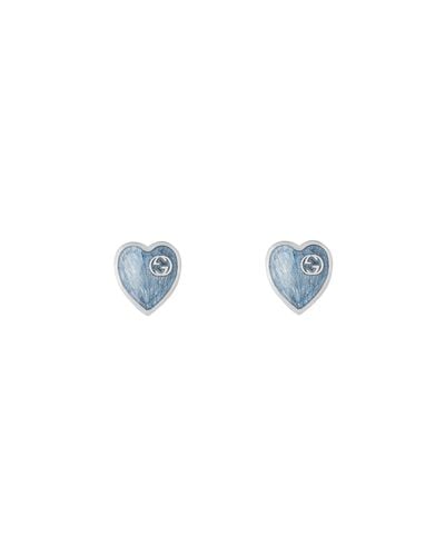 Gucci Heart Earrings With Interlocking G - Blue