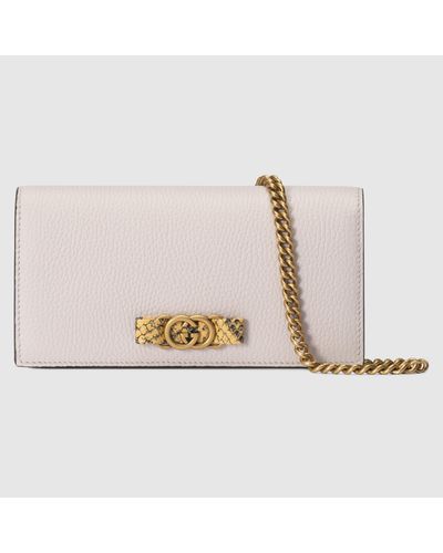 Gucci Brieftasche Mit Schleife Aus Pythonleder Und GG - Weiß