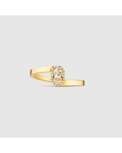 Gucci Gg ring aus gelbgold mit diamanten - Mettallic