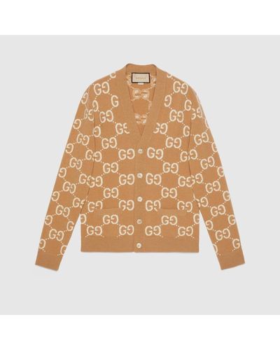 Gucci GG Wool Jacquard Cardigan - Natural