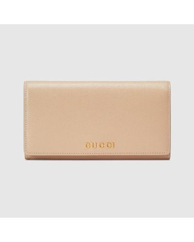 Gucci Continental Brieftasche Mit Schriftzug - Natur
