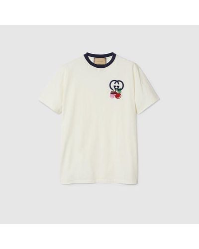 Gucci T-shirt En Jersey De Coton Avec Empiècement - Blanc