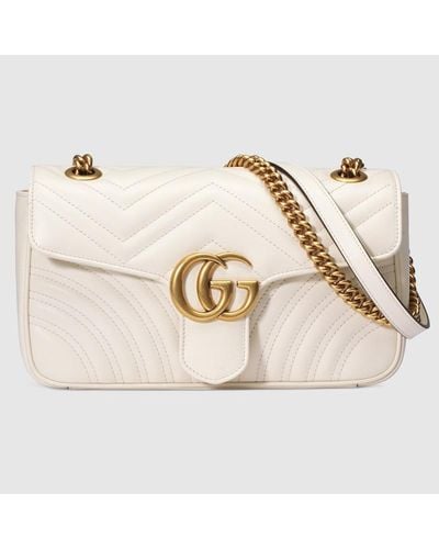 Gucci Kleine GG Marmont Schultertasche Aus Matelassé - Natur