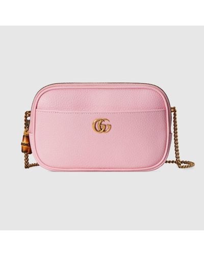 Gucci Double G Super Mini Bag With Bamboo - Pink