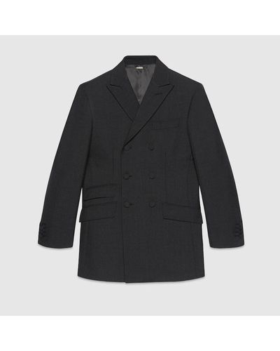 Gucci Double-breasted Wool Twill Jacket - Black