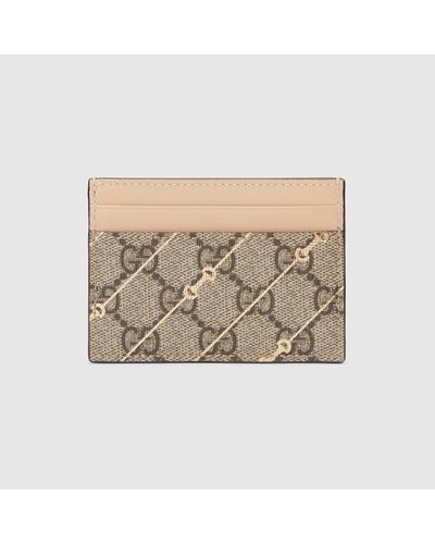 Gucci Card Case With Horsebit Print - Natural