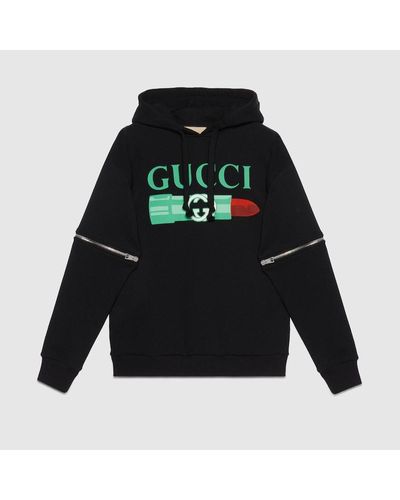 Gucci Sudadera con Capucha de Punto de Algodón - Negro