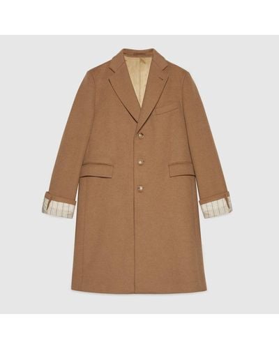 Gucci Camelhair Coat With Cities Label - Brown