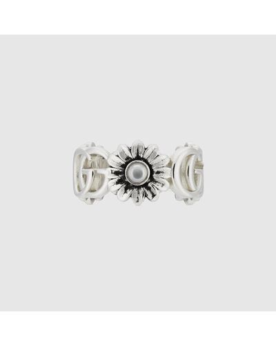 Gucci GG Marmont Ring Mit Perlmuttdetails - Weiß