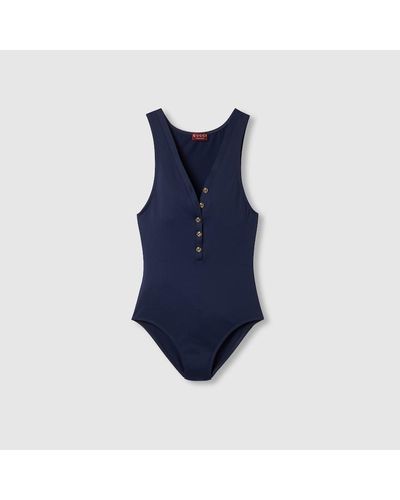 Gucci Sparkling Jersey Swimsuit - Blue