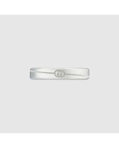 Gucci Diagonal Interlocking G Thin Ring - White