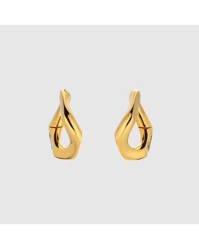 Gucci Geometric Earrings With Script - Metallic