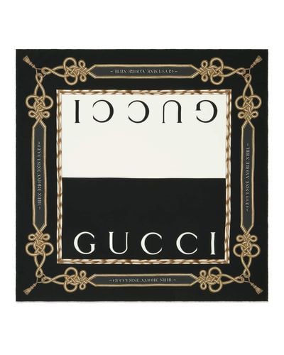 Gucci Halstuch aus Seide mit doppeltem Print - Schwarz