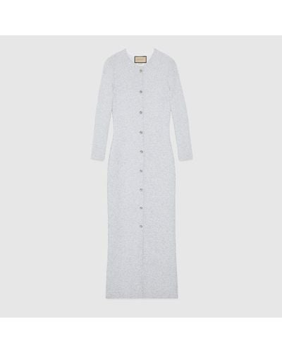 Gucci Viscose Lamé Dress With Sequin Embroidery - White