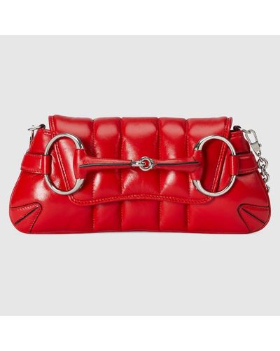 Gucci Horsebit Chain Small Shoulder Bag - Red