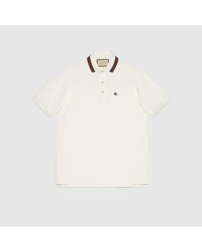 Gucci Poloshirt Aus Baumwoll-Piqué Mit Doppel G - Weiß