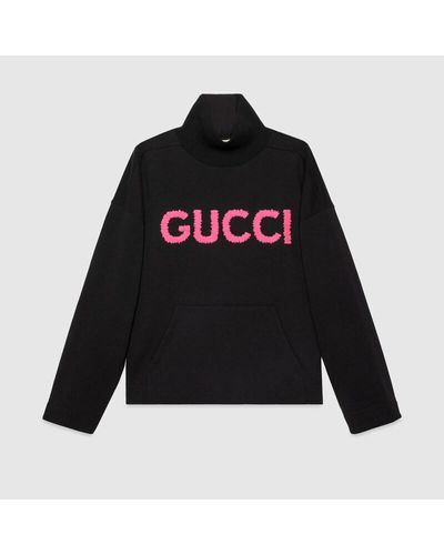 Gucci Cotton Jersey Turtleneck Sweatshirt - Black