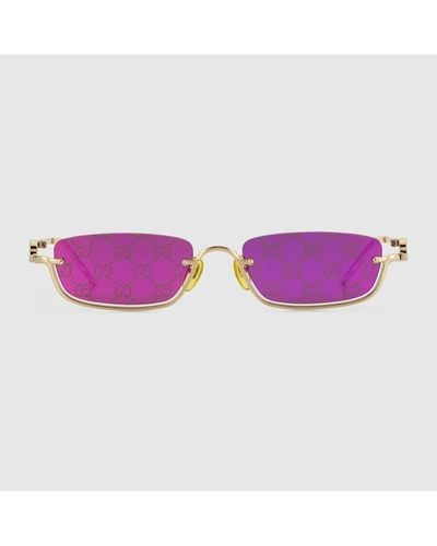 Gucci Sonnenbrille Mit Rechteckigem Rahmen - Lila