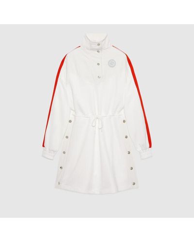 Gucci Technical Jersey Dress With Web - White