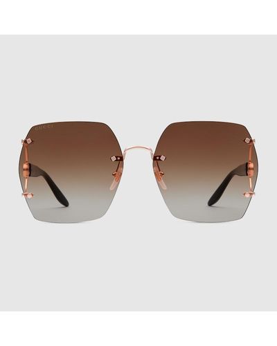 Gucci Sonnenbrille Mit Geometrischem Rahmen - Braun