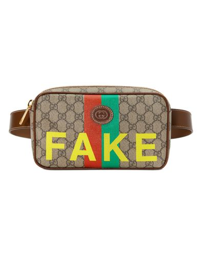 Gucci 'fake/not' Print Cosmetic Case - Natural