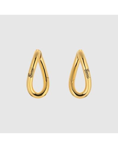 Gucci Geometric Earrings With Script - Metallic