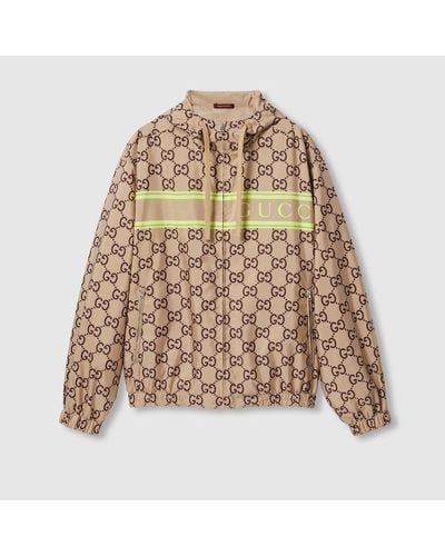 Gucci Light Nylon GG Print Hooded Jacket - Natural