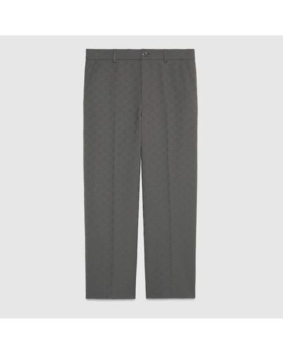 Gucci GG Polyester Pants With Web Label - Grey
