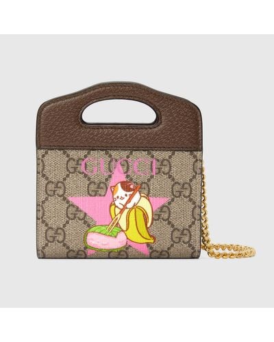 Gucci Mini-henkeltasche mit bananya-print - Natur