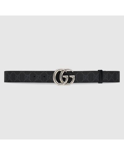 Gucci Cintura Sottile Reversibile GG Marmont - Nero