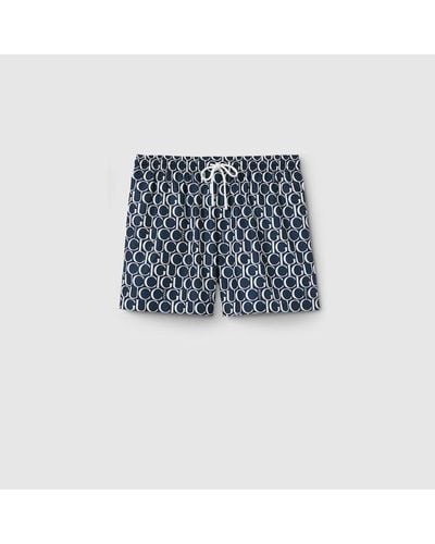 Gucci Maxi Print Nylon Swim Short - Blue