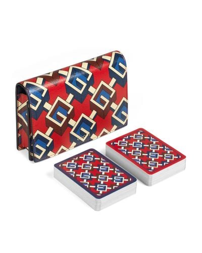 Gucci Juego de cartas doble con estampado de g de estilo geométrico - Rojo