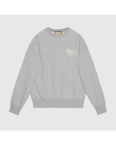 Gucci Sweat-shirt En Jersey De Coton Avec Broderie - Gris