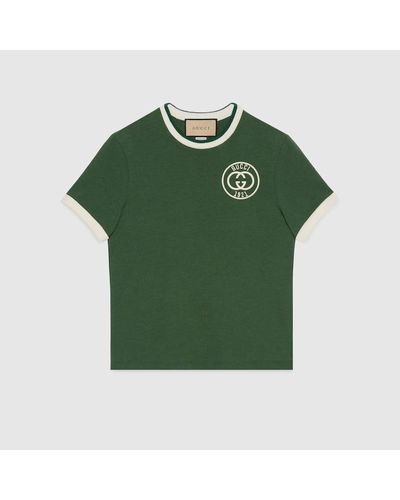 Gucci Cotton Jersey T-shirt With Embroidery - Green