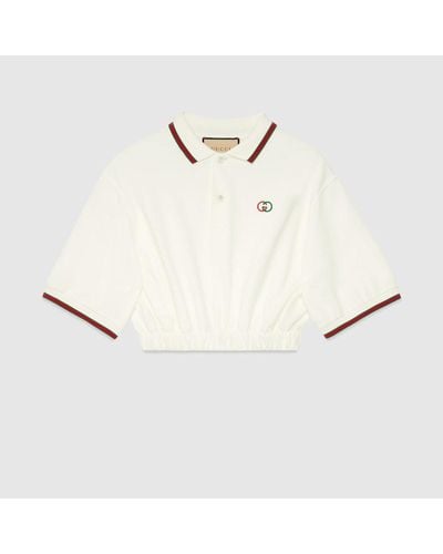 Gucci Poloshirt aus Baumwoll-Piqué mit Web - Weiß