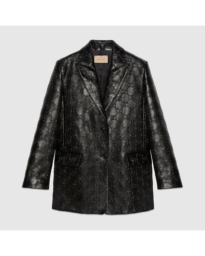 Gucci Embossed GG Leather Jacket - Black
